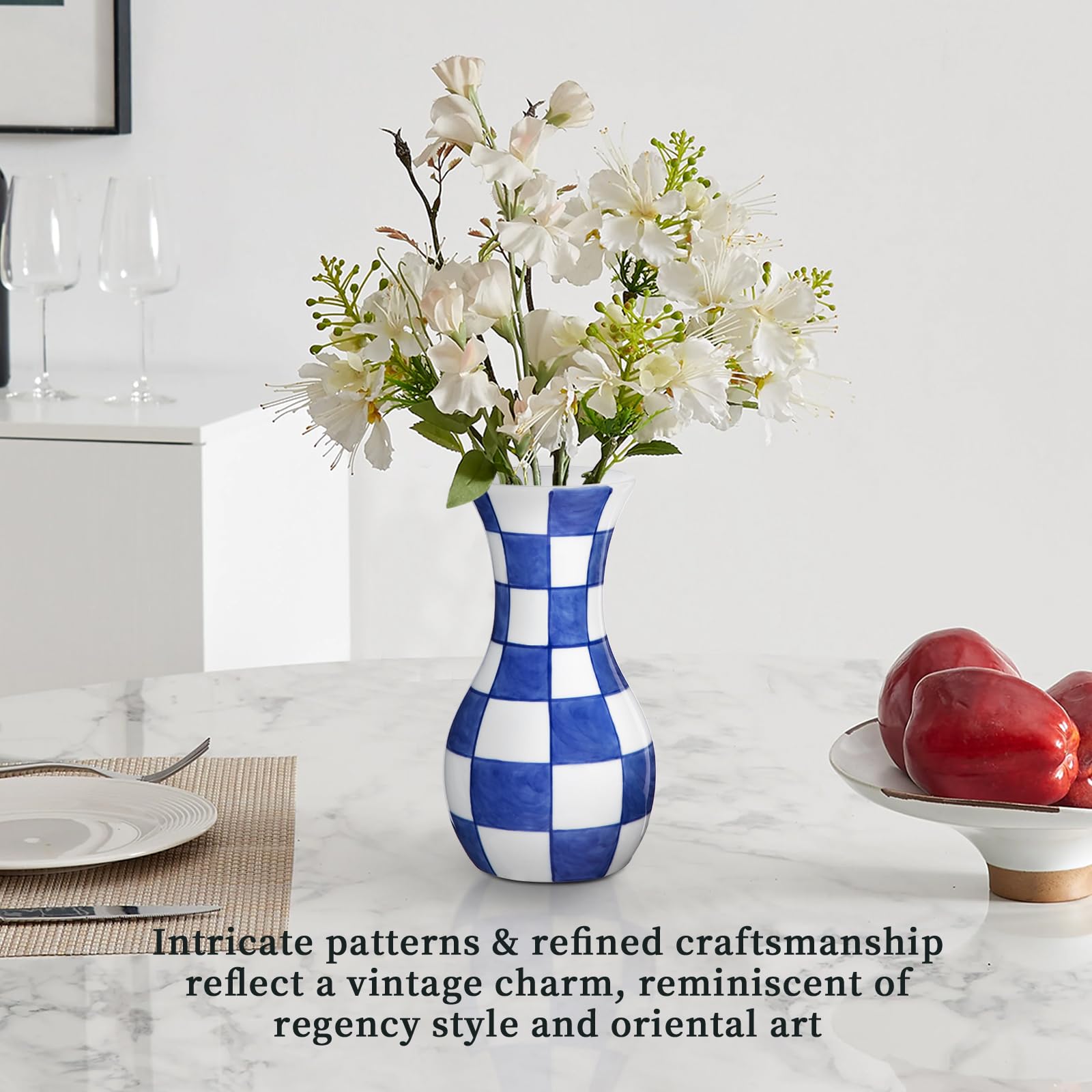 Amazon.com: Small Blue and White Vase, 2-Pack 6 Inch Bud Ceramic